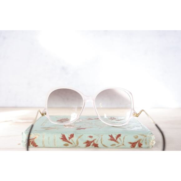 Vintage 1970s Sunglasses NOS frosted Pink Oversize Drop Temples Multicolor Retro
